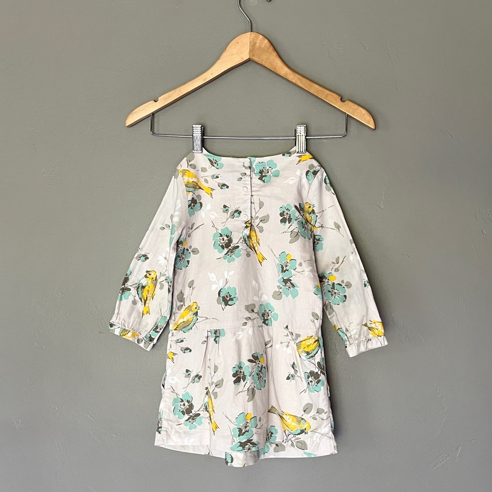BabyGap Toddler 3 Years Floral Bird Drop Waist Long Sleeve Dress - Picture 6 of 9
